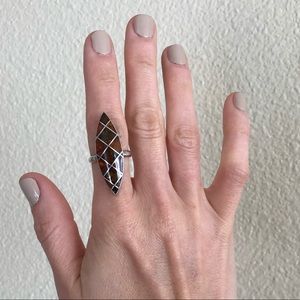 Sterling silver & amber statement ring